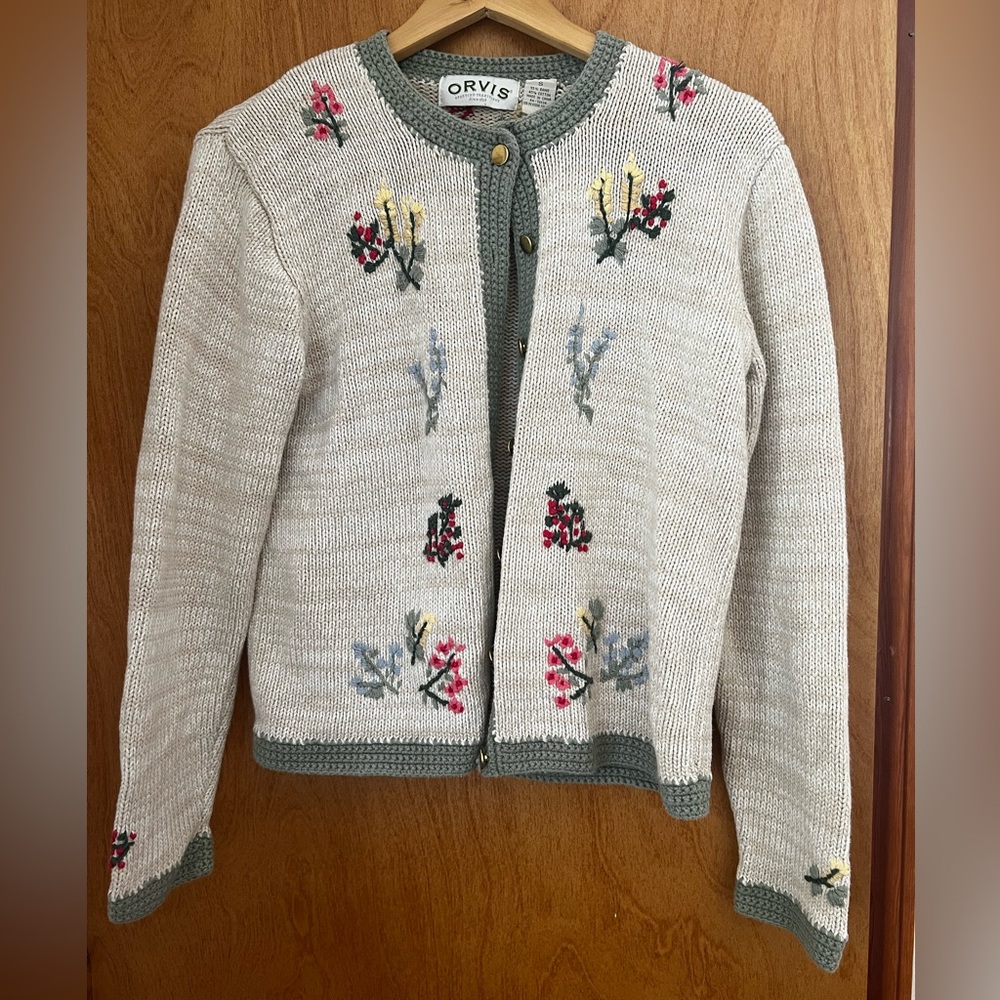 Orvis - Vintage Knit Spring Floral Cardigan